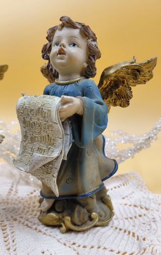 Coppia Angioletti Musicanti Resina