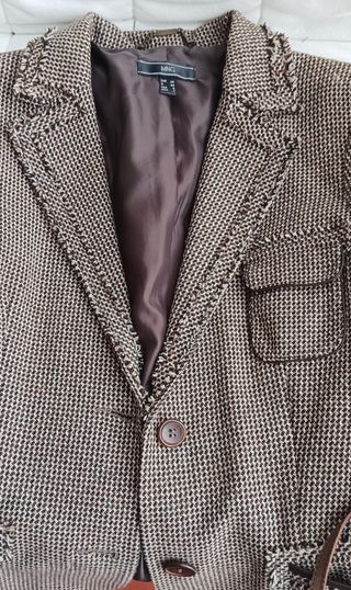 Chaqueta Mango Mujer Marrón Tweed