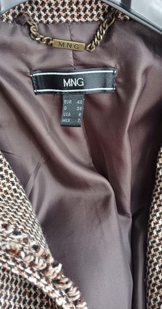 Chaqueta Mango Mujer Marrón Tweed