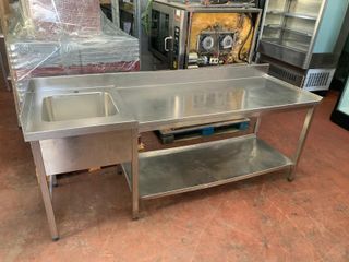 Fregadero industrial 2m con balda