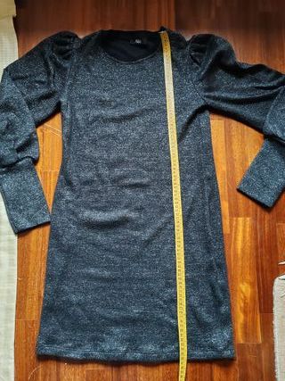 Abito Akè nero argento lurex maniche a sbuffo