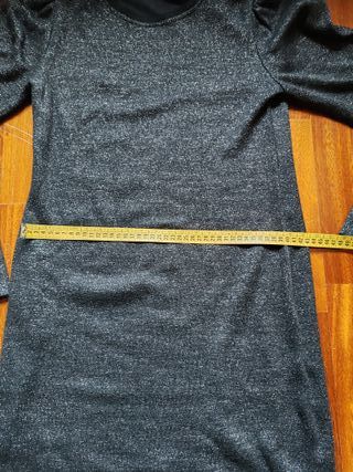 Abito Akè nero argento lurex maniche a sbuffo