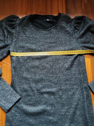 Abito Akè nero argento lurex maniche a sbuffo