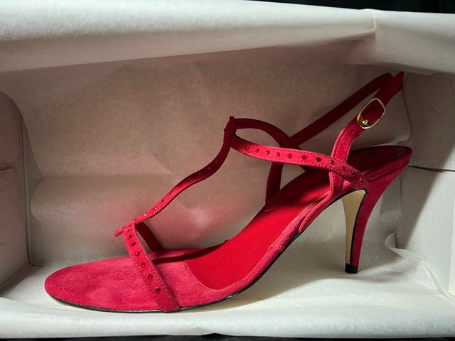 Sandalias Dansi Tacón Aguja Rojas Talla 38