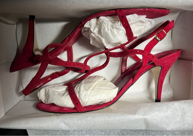 Sandalias Dansi Tacón Aguja Rojas Talla 38