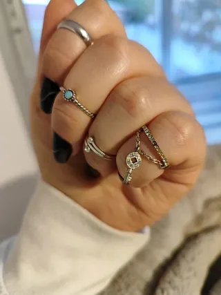 Anillo midi plata de ley S925 diseño turquesa