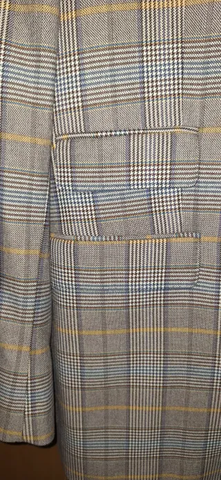 Americana cuadros marrón y gris Talla 56