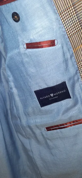 Americana cuadros marrón y gris Talla 56