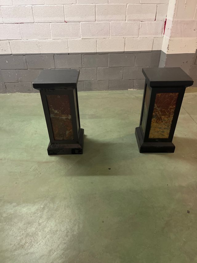 Mesa comedor  de madera/piedra con tapa de cristal