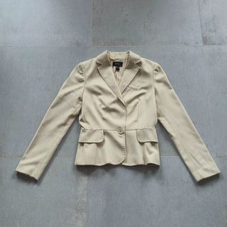 [M] Mango - Americana corta beige forro jacquard
