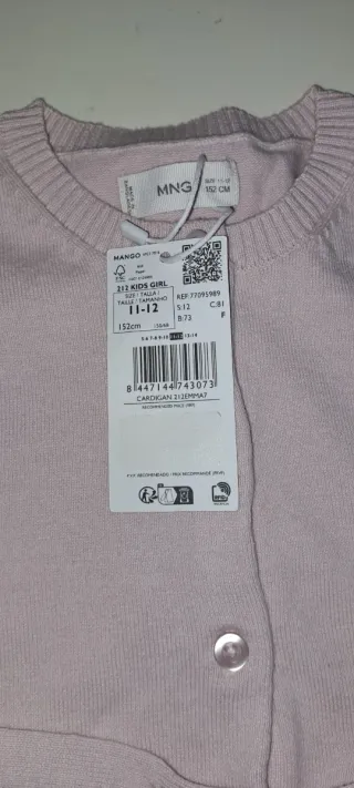 Chaqueta cardigan punto, rosa ,Mango 152 cm 11/12