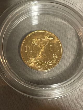 Moneda Oro 10 Francos Suizos 1913