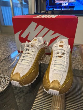 Zapatillas Nike Shox TL Oro/Blanco Talla 40