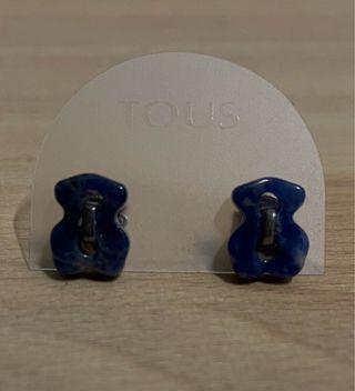 Pendientes Tous Oso Azul Plata