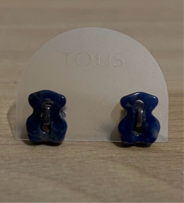 Pendientes Tous Oso Azul Plata