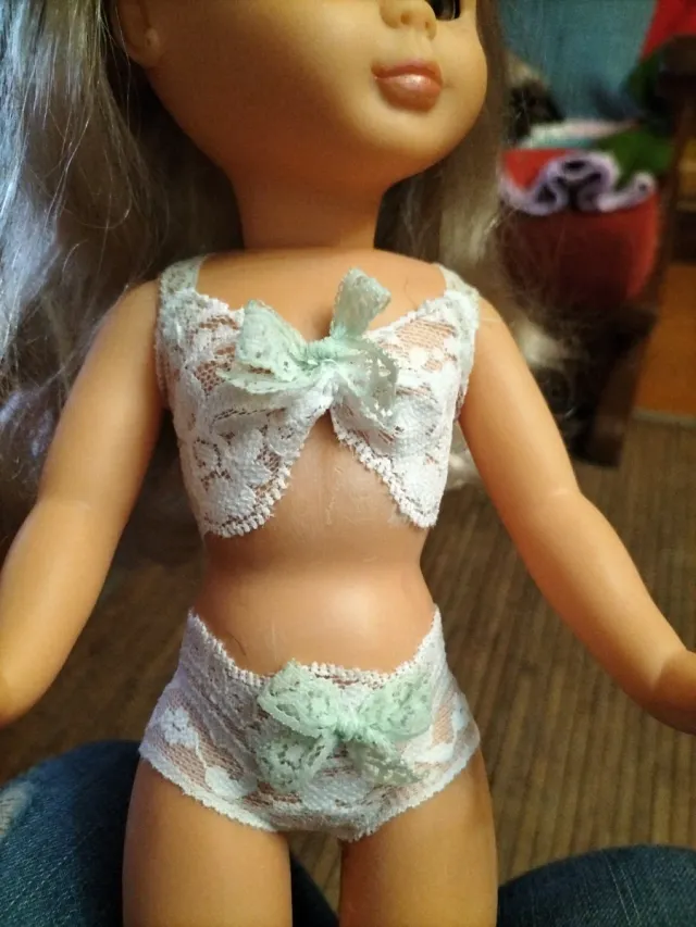 Conjunto lenceria muñeca encaje blanco