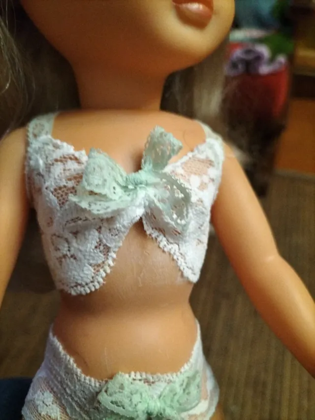 Conjunto lenceria muñeca encaje blanco