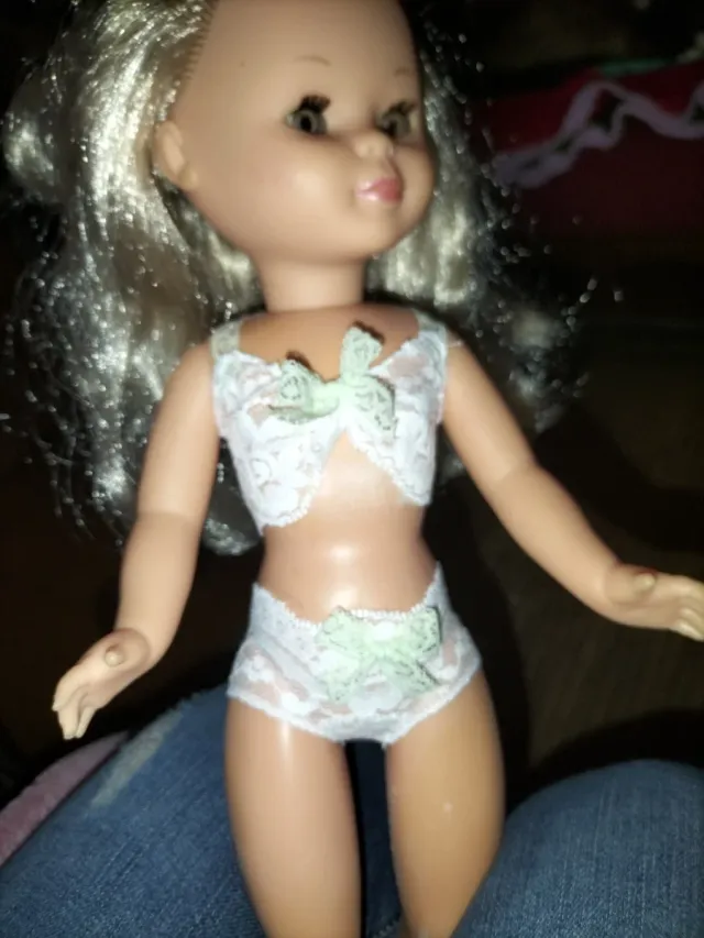 Conjunto lenceria muñeca encaje blanco
