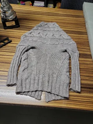 Cardigan maglia trecce grigio