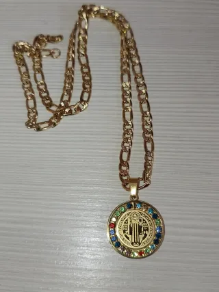Collana San Benedetto Croce dorata Multicolore