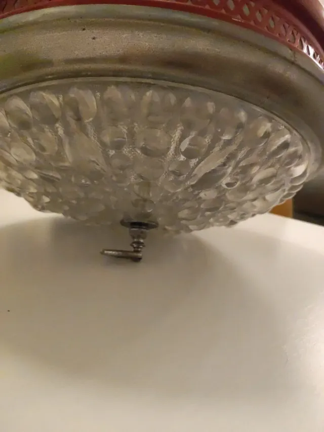 Lámpara colgante vintage roja y cristal