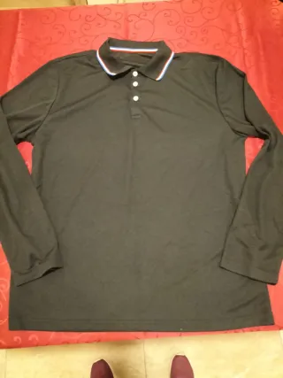 Camiseta Polo Manga Larga Hombre Negra