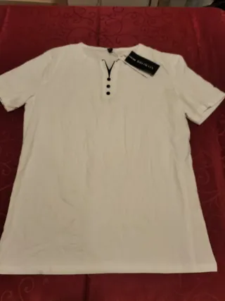 Camiseta Henley Hombre Blanca