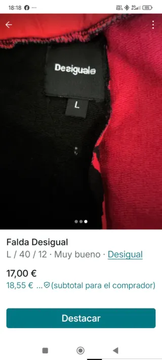 Falda Desigual Talla L