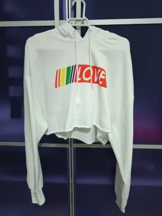 Sudadera Crop Top LOVE Arcoíris