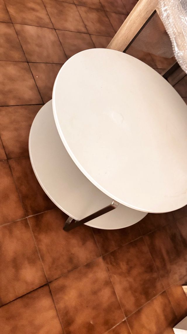 Mesa Acero Blanca Redonda