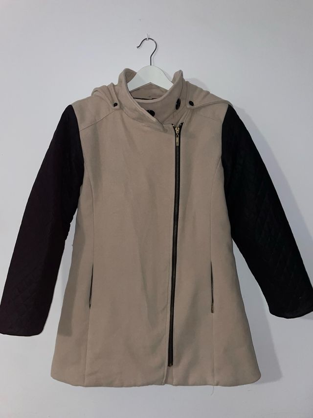 Chaqueta mujer beige y negra