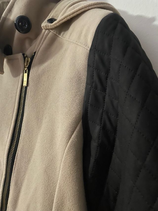 Chaqueta mujer beige y negra