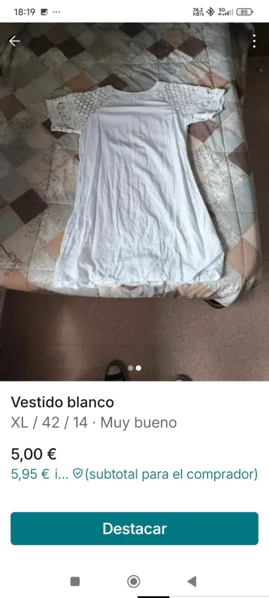 Vestido blanco verano XL/42/14