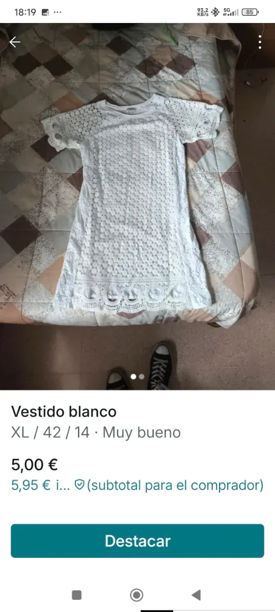 Vestido blanco verano XL/42/14