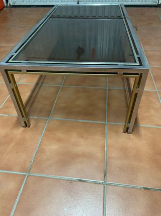 Tavolo da centro in vetro e acciaio inossidabile