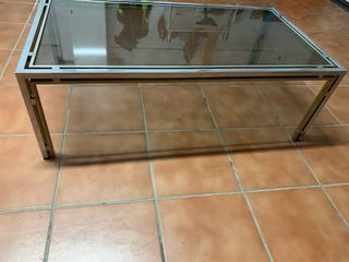 Tavolo da centro in vetro e acciaio inossidabile