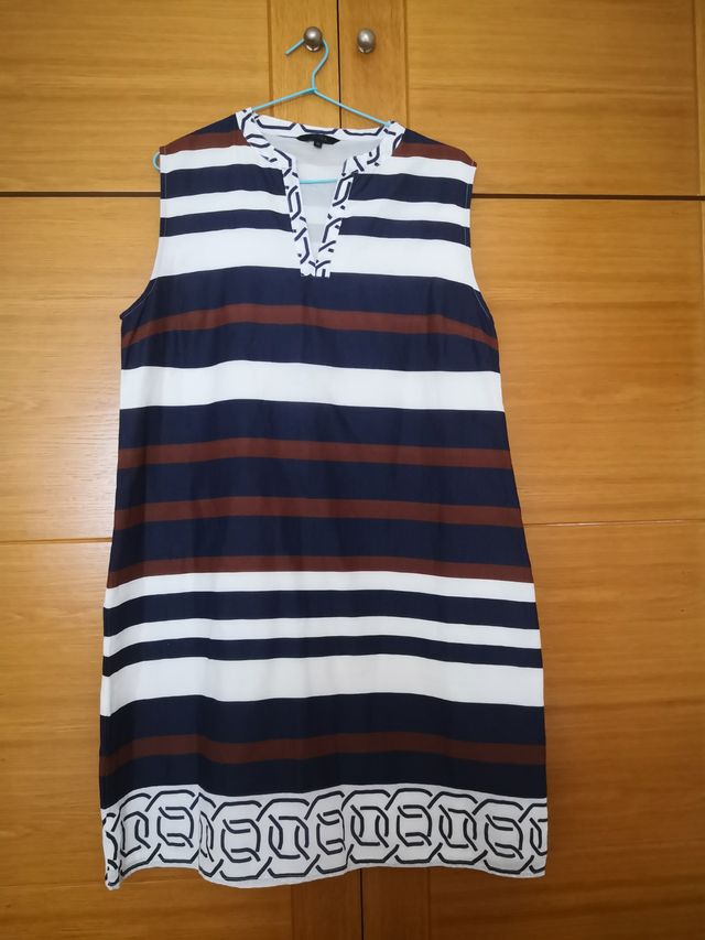 Vestido verano rayas cuello mao sin mangas