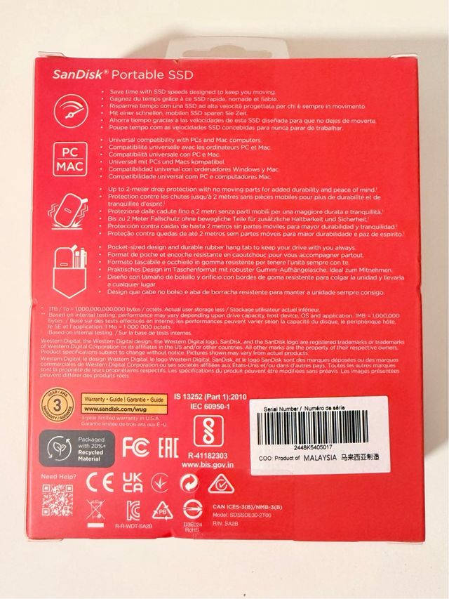 SanDisk SSD Externo Portátil 2TB Nuevo 3A Garantia