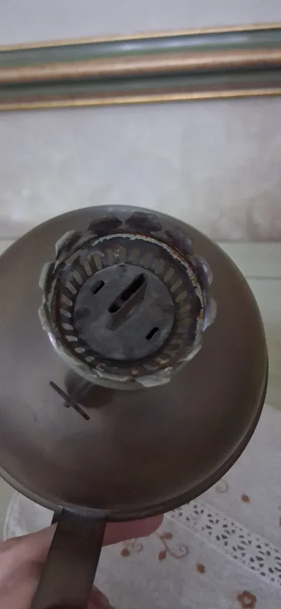 Lampada a olio vintage in ottone