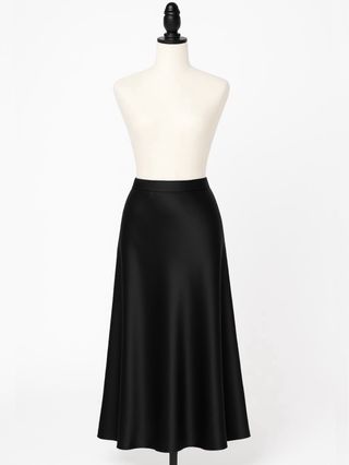 Falda larga de raso negra