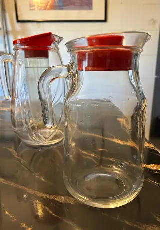 Set 3 Caraffe Vetro Rosse Trasparenti