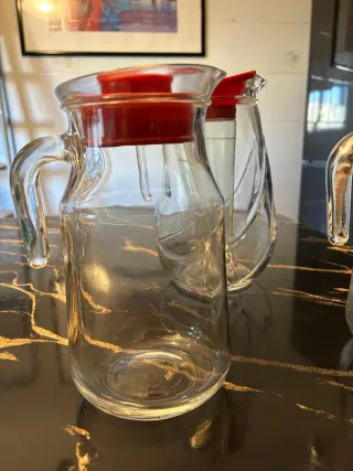 Set 3 Caraffe Vetro Rosse Trasparenti