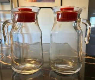 Set 3 Caraffe Vetro Rosse Trasparenti