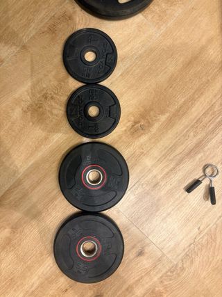 Barra y discos pesas gimnasio body pump