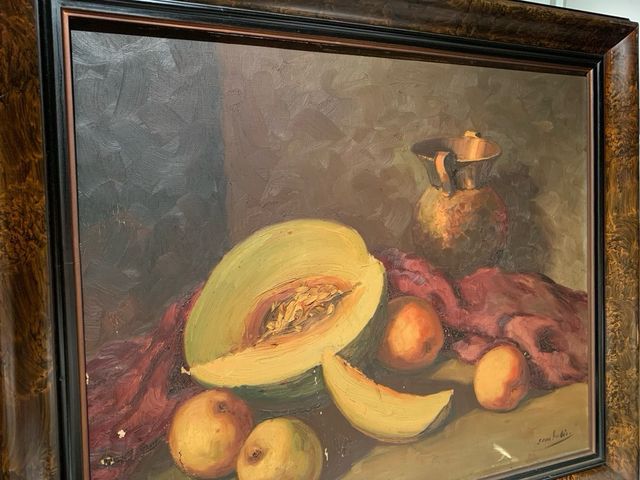 Cuadro bodegón frutas autor y firma original (san