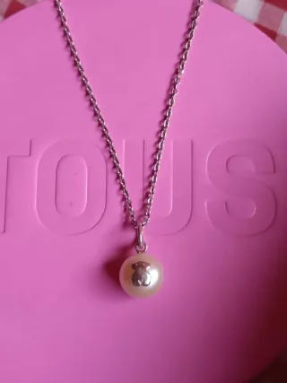 Collar Tous Perla Oso Plata