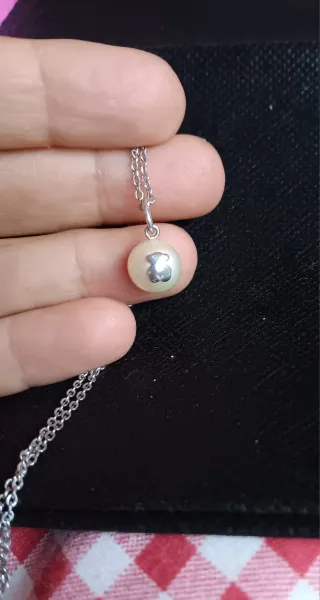 Collar Tous Perla Oso Plata