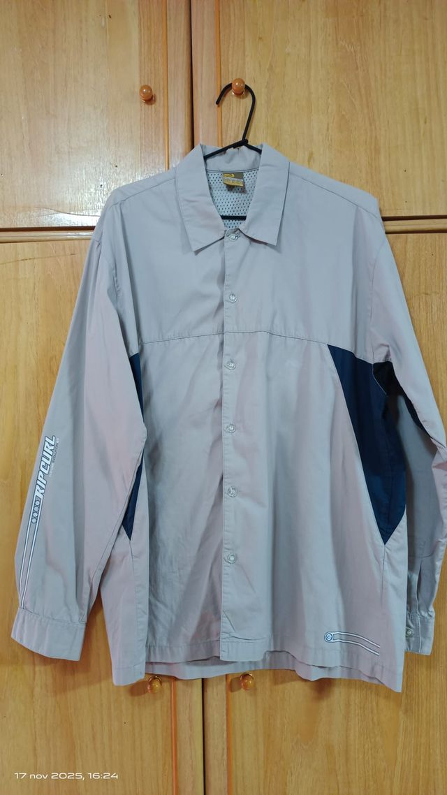 Camisa Rip Curl Beige y Azul Talla L