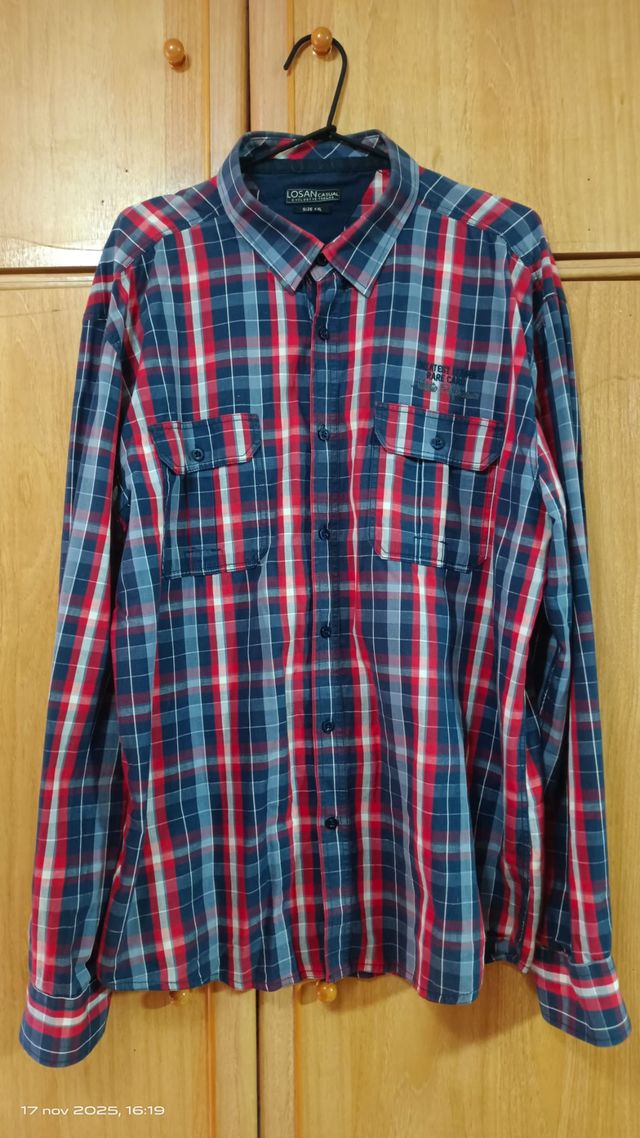 Camisa Rip Curl Beige y Azul Talla L