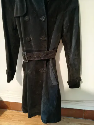 Chaqueta Larga Cuero Porcino Negra